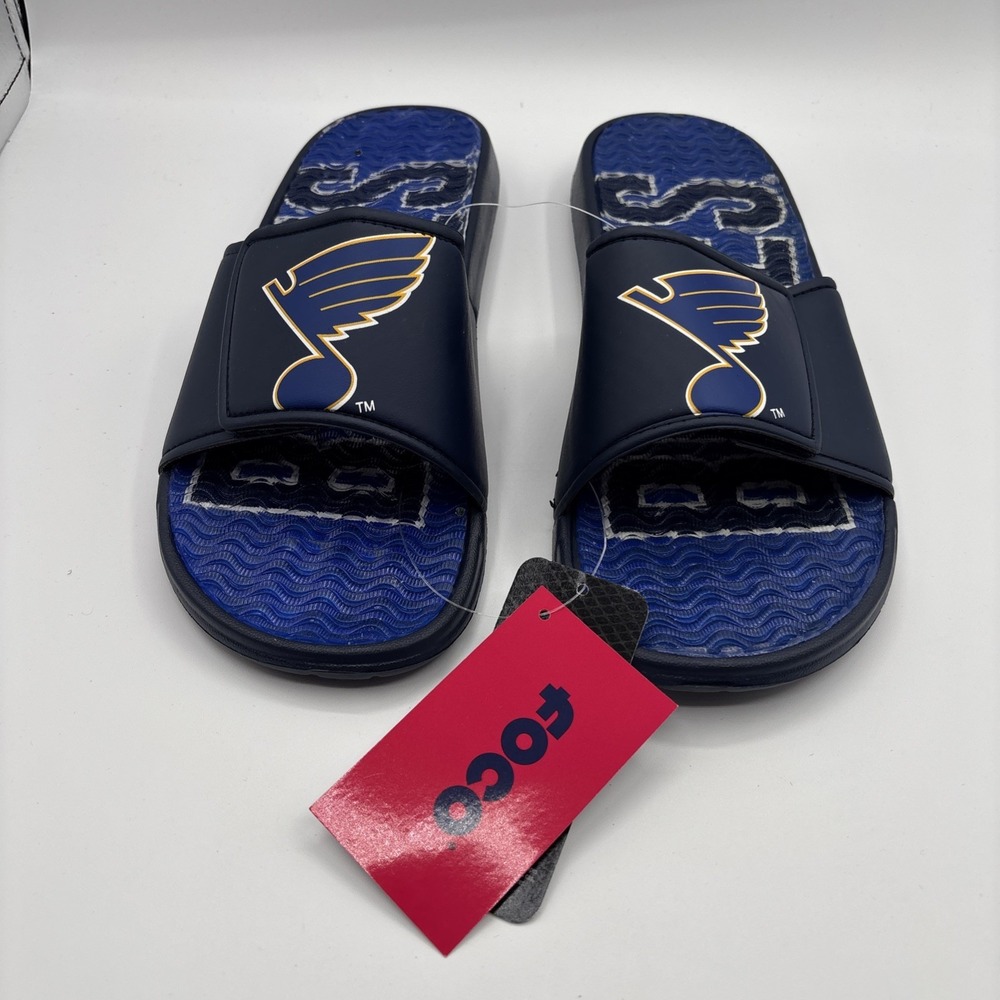 Foco St Louis Blues NHL Colorblock GEL Slide On Sandals Men's Size M (9-10) New